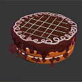 Delicious Round Cake With Chocolate Grid White Cream Border And Orange Layer