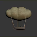 Cloud Shaped Yellow Hot Air Balloon With Textured Envelope And Small Boat Basket