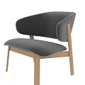 Modern Stylish Accent Chair With Upholstered Armrest Gray Seat And Light Wood Frame