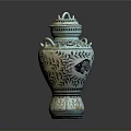 Artistic Traditional Decorative Vase With Lid Handles And Intricate Bird Leaf Patterns