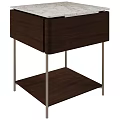 Modern Minimalist Side Table with Wooden Top Lower Shelf and Metal Legs
