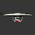 White Quad Drone With Black Propellers And Red Landing Gear Modern Design