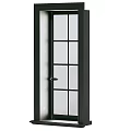 Modern Black Frame Windows And Doors With Grid Glass Design For Home