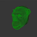 Realistic Chimpanzee Head 3D Model With Yellow Eyes And Dark Gray Surface