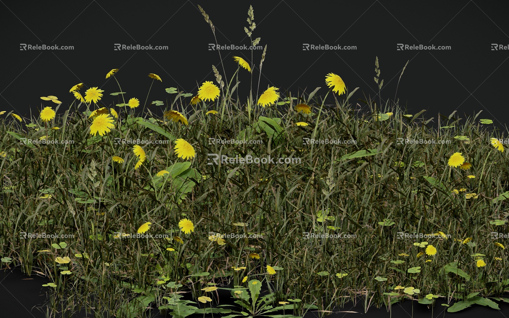 flowers and grass bushes combined plants 3d model