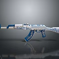 Artistic Decorative Rifle With Blue And White Floral Pattern Design