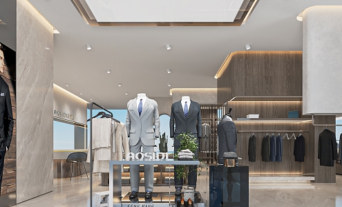 Modern Men's Clothing Store Suit Customization Store Men's Clothing Store Clothing Shelf Nakajima Booth 3d model