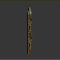 Wooden Stakes With Pointed Tops And Natural Texture Arranged In Row On Gray Background