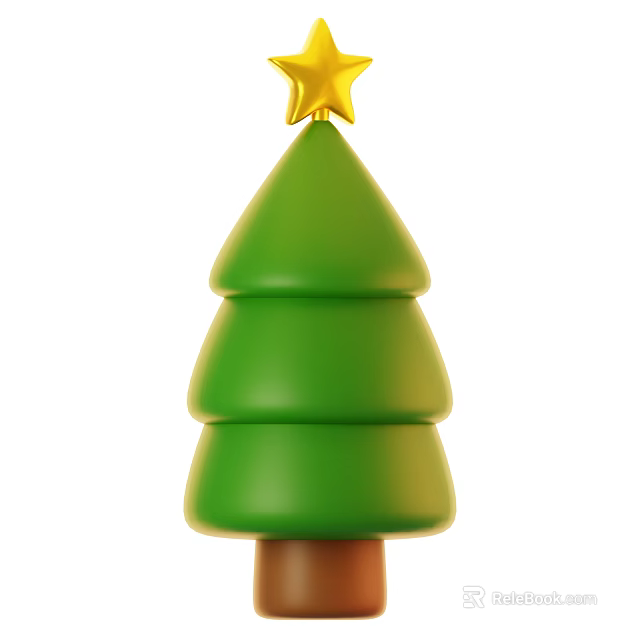 Festive Green Three Layered Arbor With Gold Star On Top 3d model 