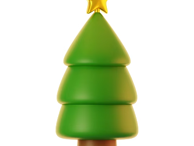 Festive Green Three Layered Arbor With Gold Star On Top 3d model