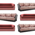 Modern Blush Pink Velvet Sofa Set With Fringed Design And Multiple Styles 3d model
