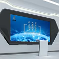 Modern Leadership Care Exhibition Hall With Display Boards Multimedia Screen And Achievements