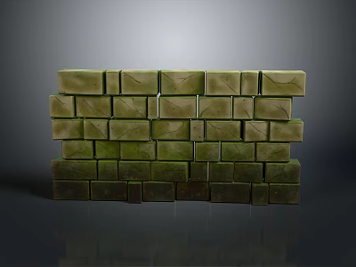 Neatly Stacked Green Wooden Stone Blocks In Layered Structure Design 3d model