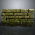 Neatly Stacked Green Wooden Stone Blocks In Layered Structure Design