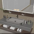 Modern Bathroom Vanity Cabinet With Large Mirror Under Mount Basin Towels And Toiletries