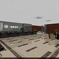 Elegant Modern Front Desk Reception Area Interior With Marble Floor Seating And Plants 3d model