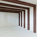 Old wooden beams and columns, wooden ceiling 3d model