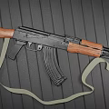 Classic Military Rifle With Leather Strap And Detachable Magazine On Wooden Background