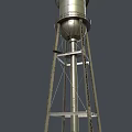 Rusted Metal Water Tower Architectural Component With Industrial Support Frame Design 3d model
