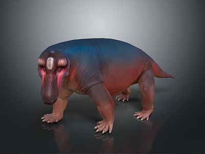 Game Movie Character 3D Rendered Creature With Blue Red Body Bulky Build And Crested Head 3d model