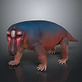 Game Movie Character 3D Rendered Creature With Blue Red Body Bulky Build And Crested Head