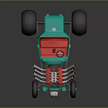 Teal Vintage Hot Rod With Red Interior Exposed Engine Number 78 And Large Wheels