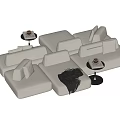 Modern White Modular Sectional Sofa With Pillows Side Tables And Throw Blanket 3d model