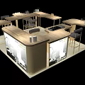 Modern Bar Counter Layout With Wooden Tabletop And Multiple Seating Chairs