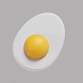 Sunny Side Up Fried Egg with Yellow Yolk and White Albumen on Simple Gray Background