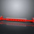 Red Long Metal Mechanical Bar Component With Fastening Ends And Perforations 3d model