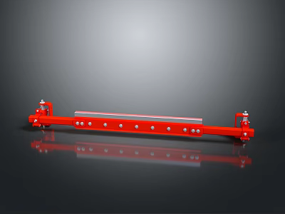 Red Long Metal Mechanical Bar Component With Fastening Ends And Perforations 3d model