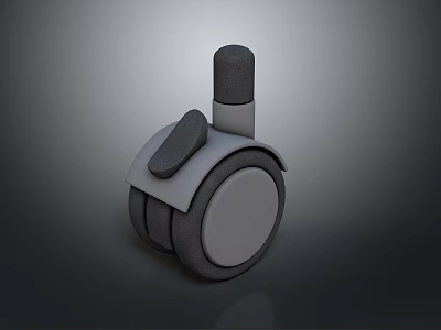 Gray Rubber Tire With Brake Pad And Metal Bracket Design Structure 3d model