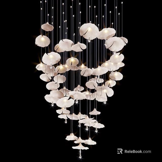 Elegant Modern Shell Shaped Chandelier With Multiple Hanging Lights And Crystal Accents 3d model 
