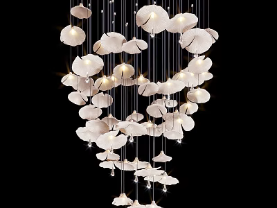 Elegant Modern Shell Shaped Chandelier With Multiple Hanging Lights And Crystal Accents 3d model
