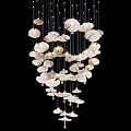 Elegant Modern Shell Shaped Chandelier With Multiple Hanging Lights And Crystal Accents
