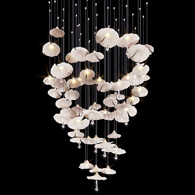 Elegant Modern Shell Shaped Chandelier With Multiple Hanging Lights And Crystal Accents 3d model