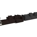 Modern three-seat sofa multiplayer sofa 3d model