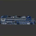 Vintage Blue And Silver Steam Locomotive Model With Metal Wheels On Grey Reflective Surface