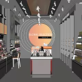 Cosmetics Store Interior Design With Modern Stylish Shelves Display Cabinets Lighting And Orange Counter
