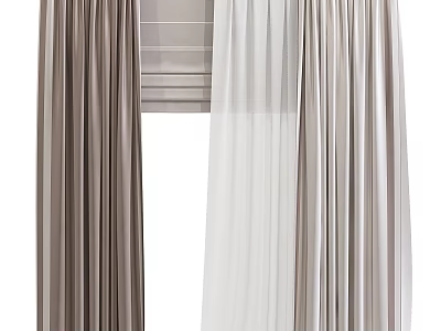 Modern Sheer And Solid Curtains In Beige Gray Tones For Window Decor 3d model