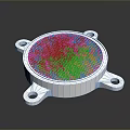 White Circular Hardware Tool With Grid Texture And Four Mounting Holes 3d model