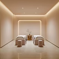 Wedding Dress Shop Interior Featuring Minimalist Design Light Colored Walls Arched Doorways And Rest Stools