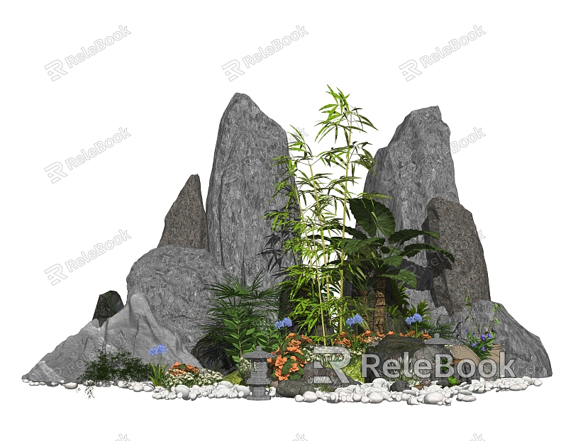 New Chinese style landscape sketch rockery stone courtyard landscape sketch model