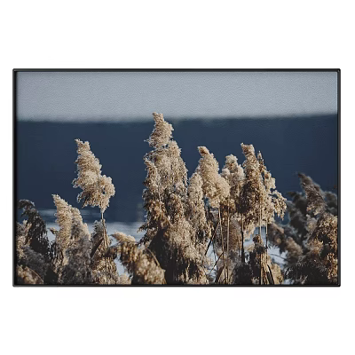 Landscape Painting With Foreground Reeds Background Water And Sky In Blue Beige Natural Tones 3d model