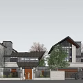 Chinese-style double-slope villa 3d model