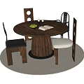 Modern Dining Table and Chair Combination Round Dining Table Dining Chair Single Chair 3d model