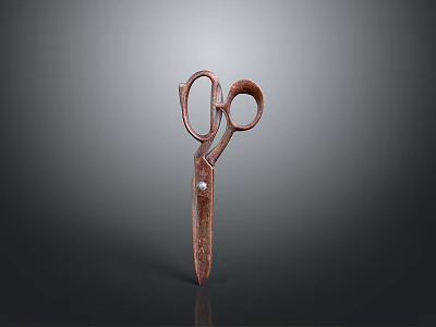 Vintage Metal Scissors With Classic Loop Handles And Screw Fastening For Crafting And Cutting Tasks 3d model