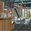 Nordic Cafe Indoor Cafe Sketch 3d model