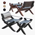 Modern Leisure Chair With Wooden Cross Leg Frame And Black Cushion Design