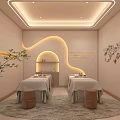 Luxurious SPA Sauna Room with Two Massage Beds Soft Lighting and Wall Decor